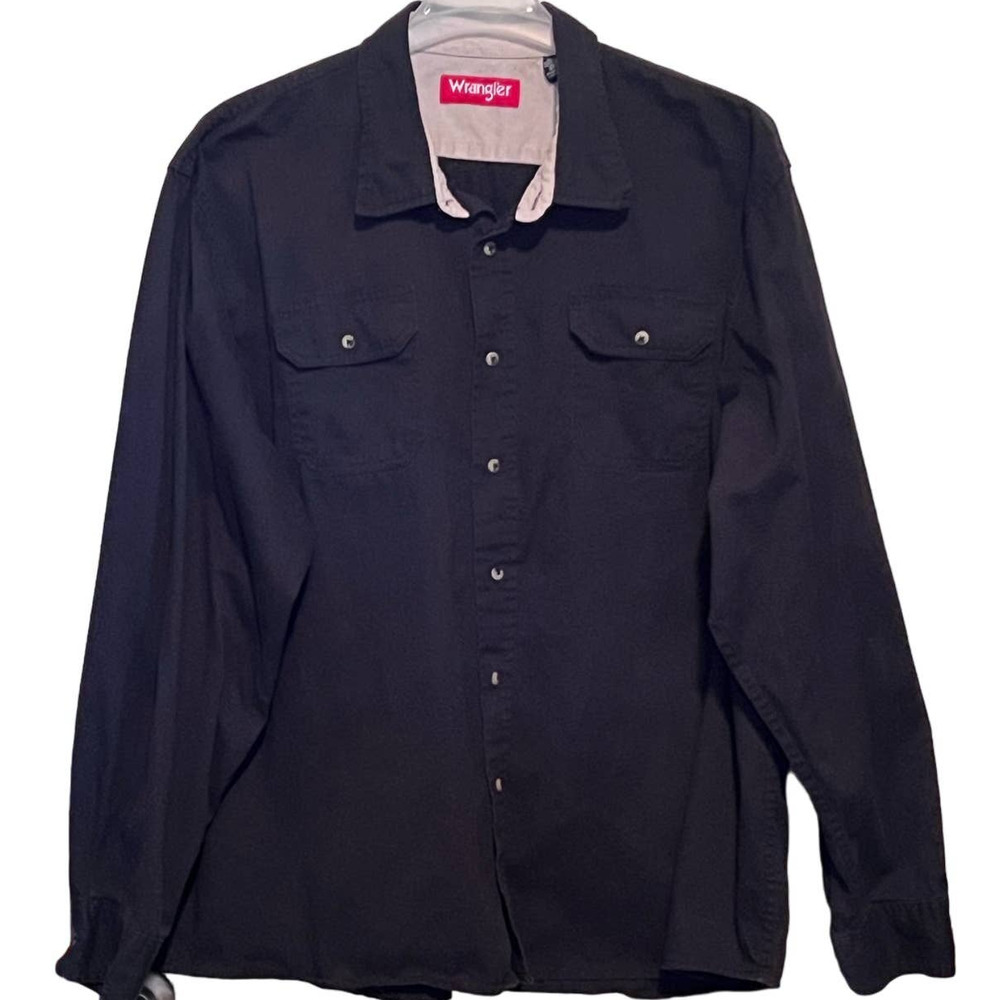 Wrangler Men's Navy Blue Long‎ Sleeve Button Front Shirt Size 3XL